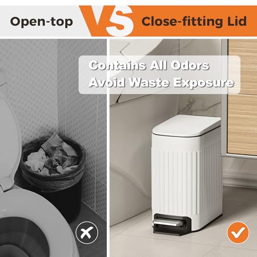Classic TrashAid Slim Bathroom Trash Can with Lid Soft Close, Set