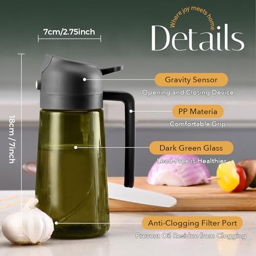 Classic YARRAMATE 16oz/470ml Light-Blocking Dark Oil Sprayer for Cooking, Essentials