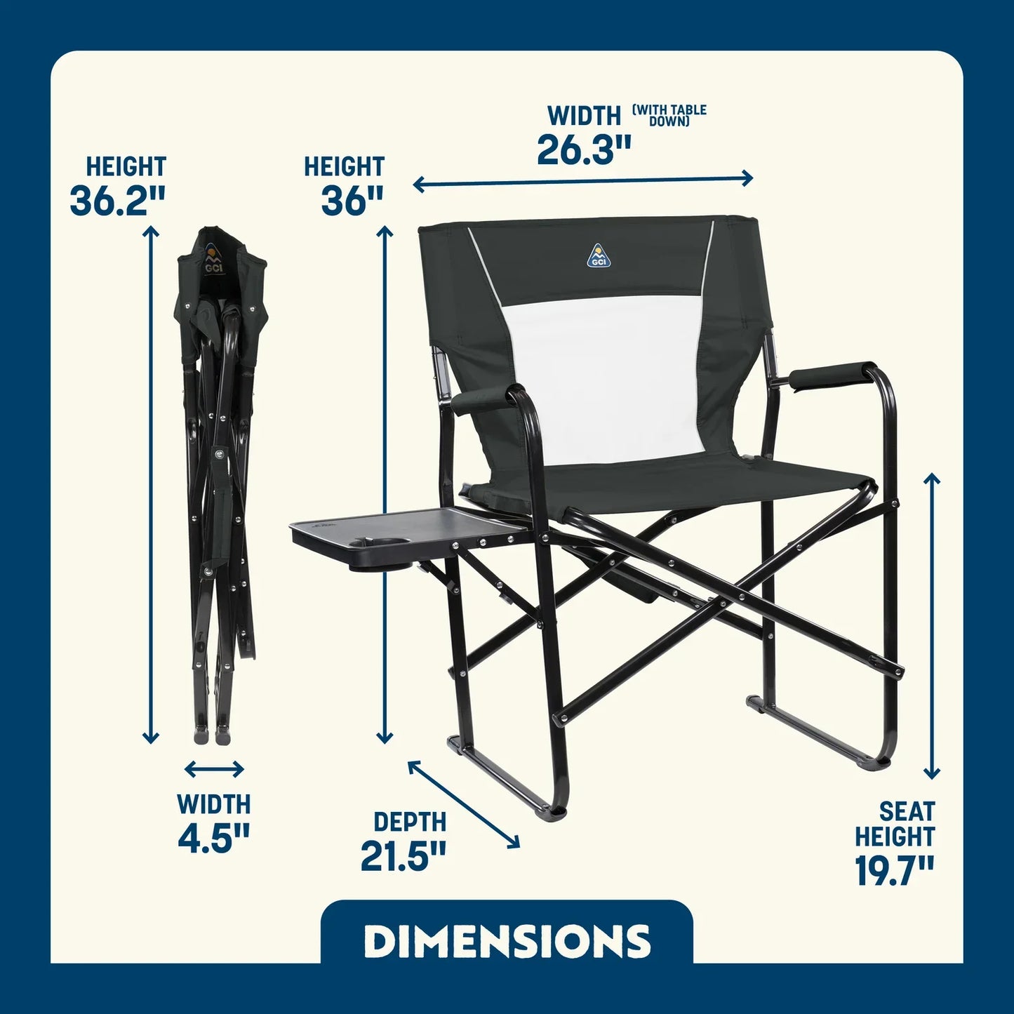 Ultra-Comfortable Slim-Fold Director's Chair XL - Outdoor Rocking Chairs with Dynamic Comfort Edge Detail