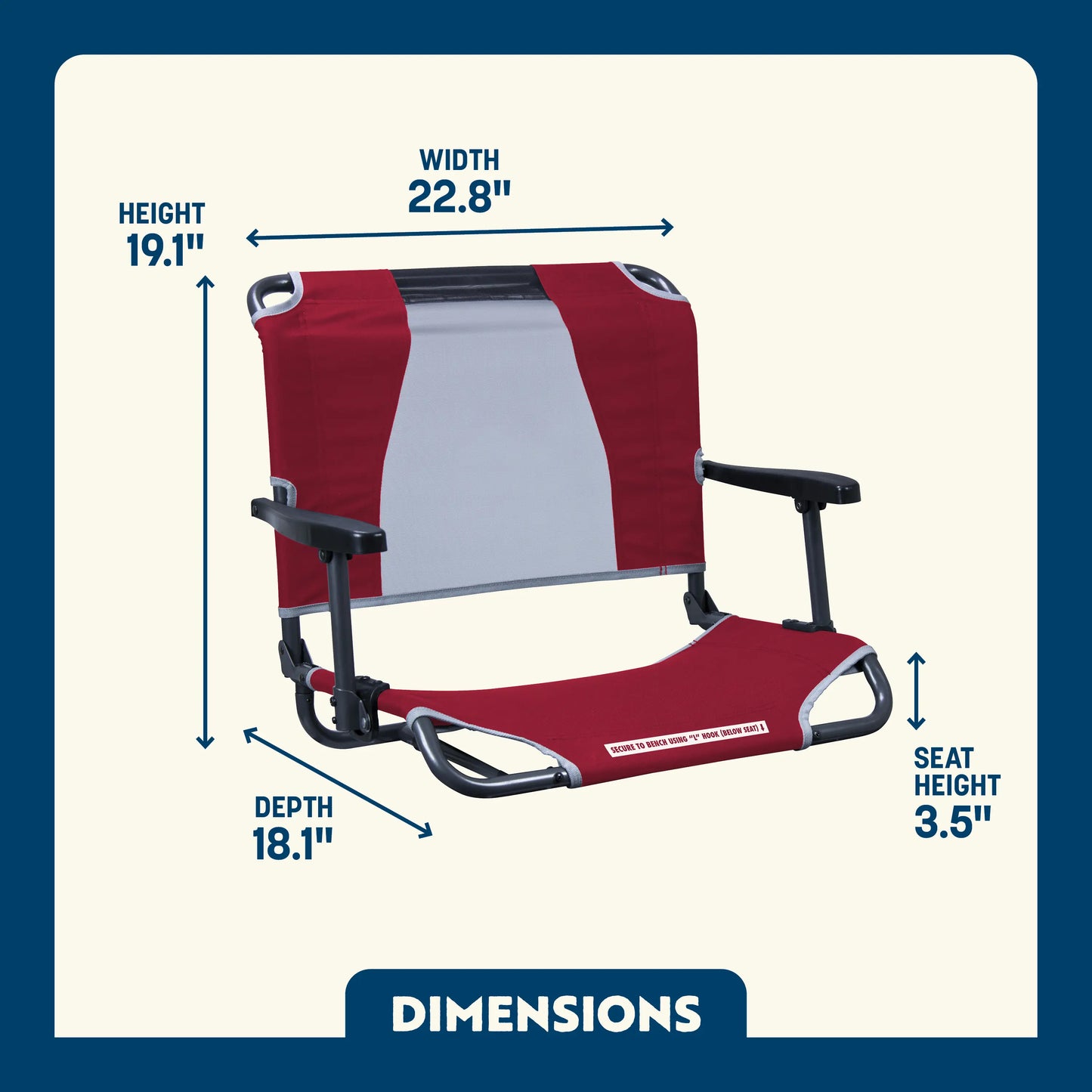 Premium All-Weather Big Comfort Stadium Chair with Armrests - Camp Rocker Chair for Fishing & Beach Trips Detail