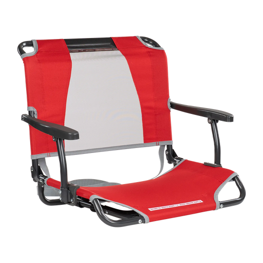 Premium All-Weather Big Comfort Stadium Chair with Armrests - Camp Rocker Chair for Fishing & Beach Trips - Red