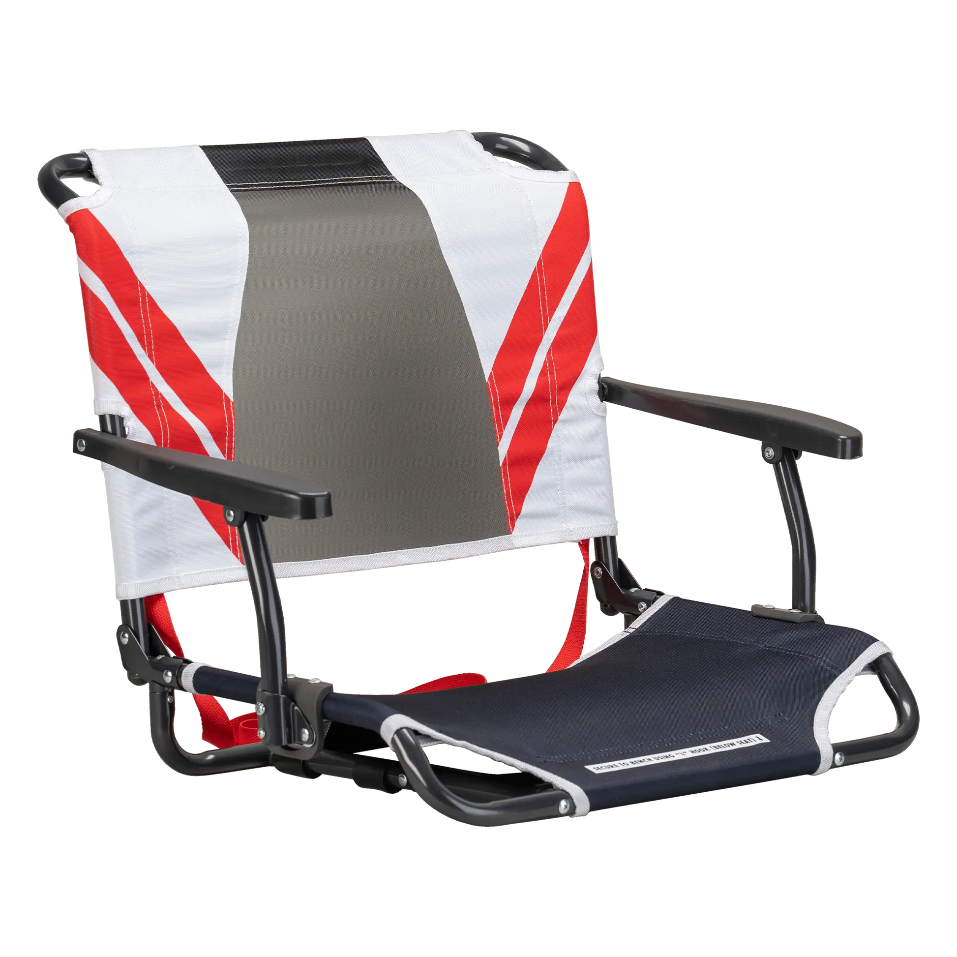 Premium All-Weather Big Comfort Stadium Chair with Armrests - Camp Rocker Chair for Fishing & Beach Trips - Indigo/White/Red