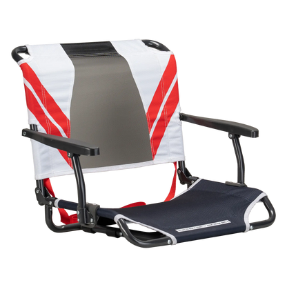 Premium All-Weather Big Comfort Stadium Chair with Armrests - Camp Rocker Chair for Fishing & Beach Trips - Indigo/White/Red