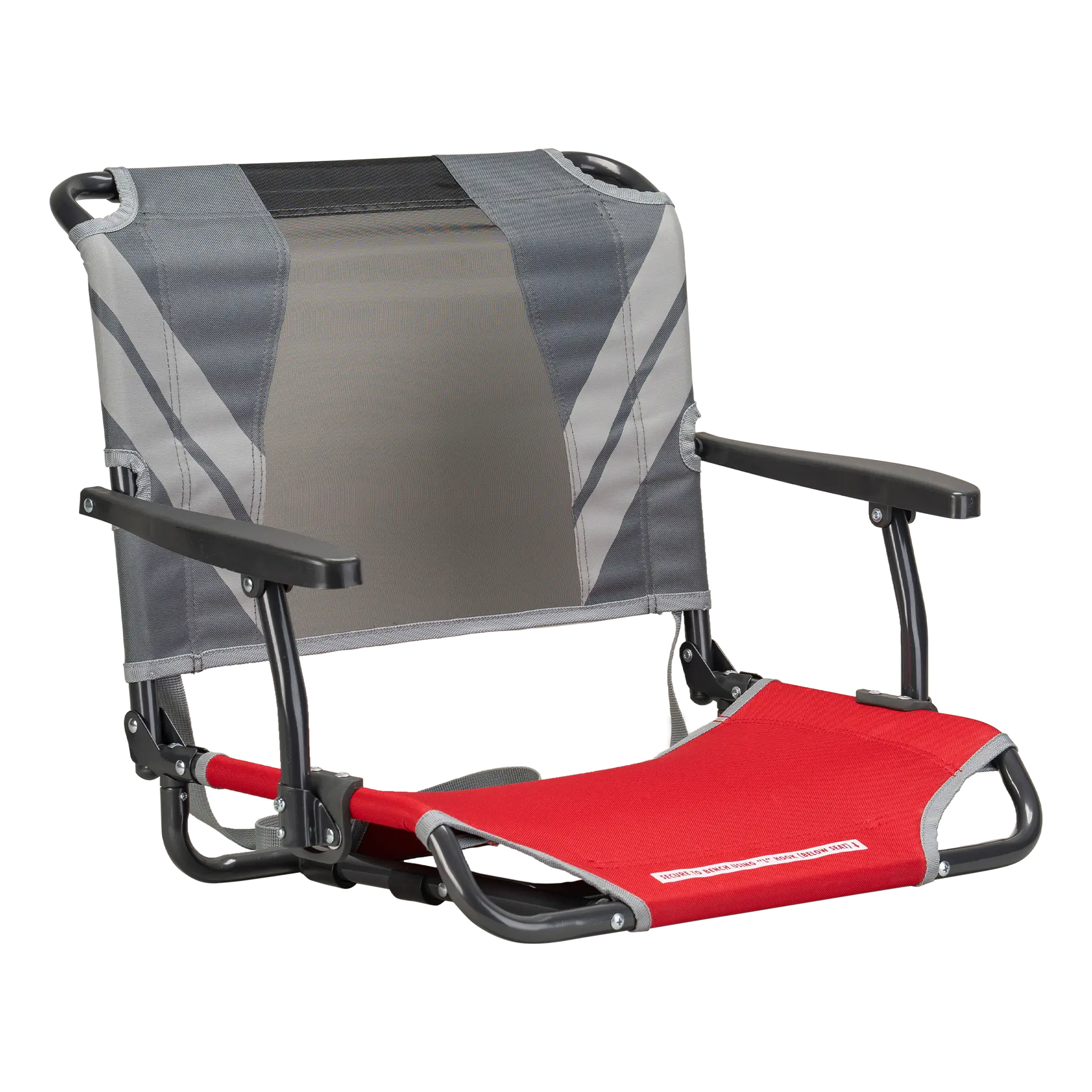 Premium All-Weather Big Comfort Stadium Chair with Armrests - Camp Rocker Chair for Fishing & Beach Trips - Red/Gray