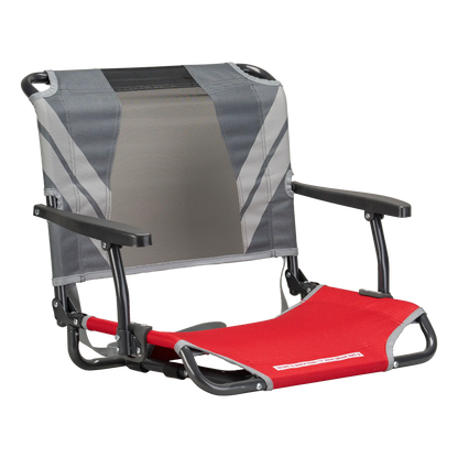 Premium All-Weather Big Comfort Stadium Chair with Armrests - Camp Rocker Chair for Fishing & Beach Trips - Red/Gray