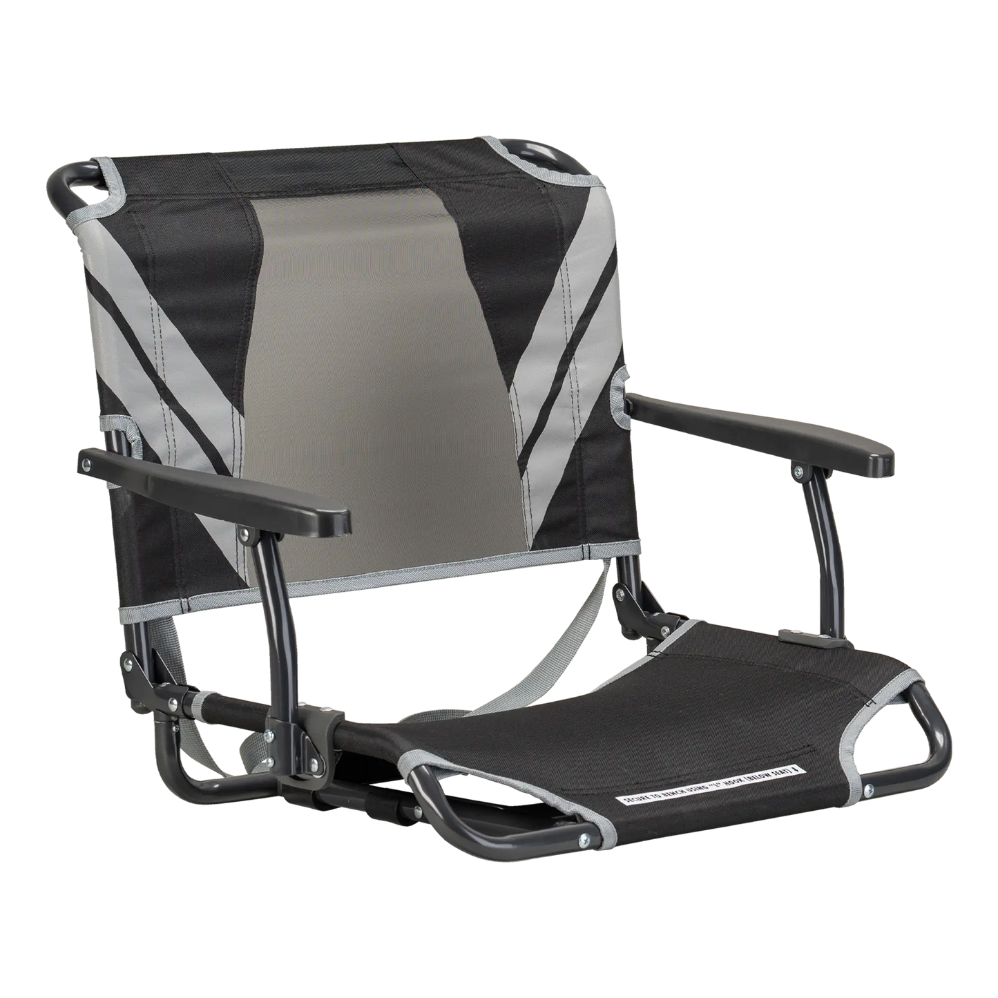Premium All-Weather Big Comfort Stadium Chair with Armrests - Camp Rocker Chair for Fishing & Beach Trips - Black/Gray