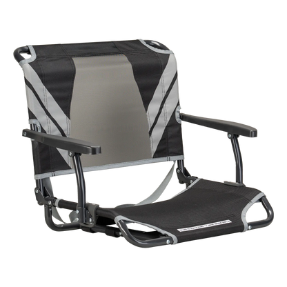 Premium All-Weather Big Comfort Stadium Chair with Armrests - Camp Rocker Chair for Fishing & Beach Trips - Black/Gray