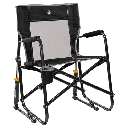 Ergonomic Portable Freestyle Rocker - Folding Rocking Chair - Perfect for Tailgating - Black