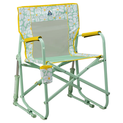 Ergonomic Portable Freestyle Rocker - Folding Rocking Chair - Perfect for Tailgating - Green/Yellow