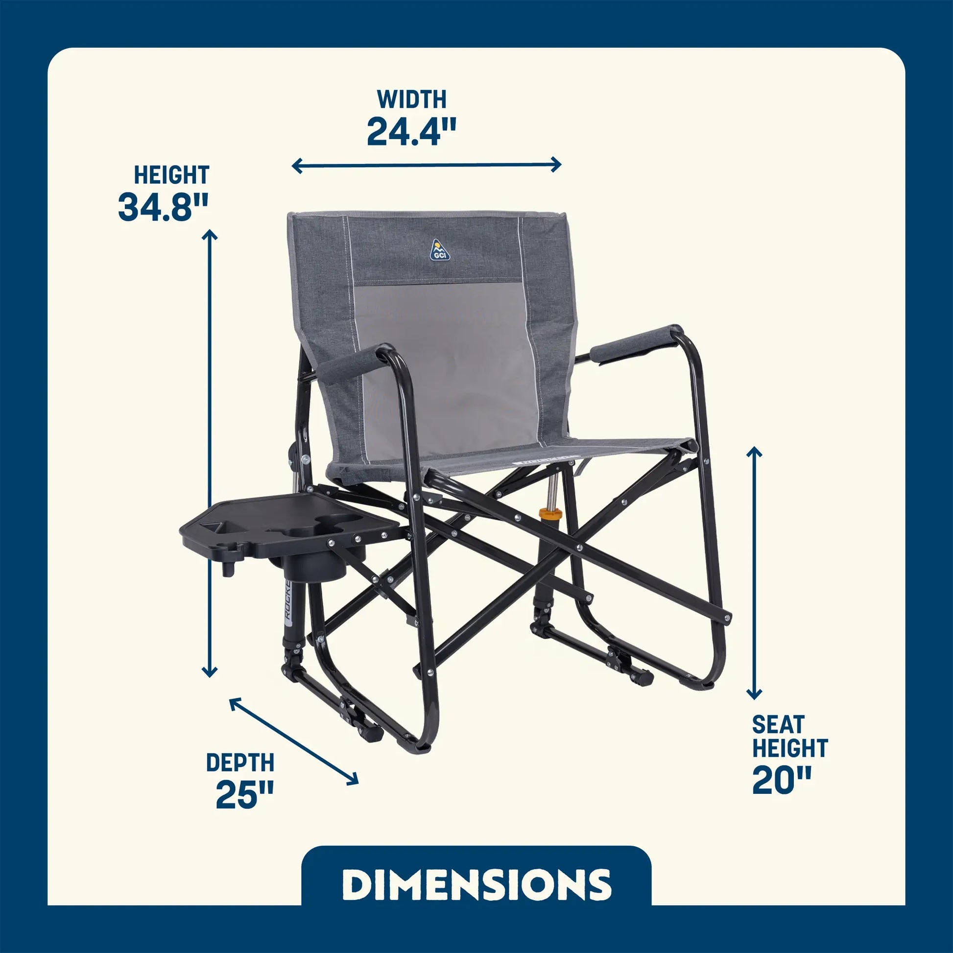 Foldable Freestyle Rocker with Side Table - Camp Rocker Chair for Fishing & Beach Trips Detail