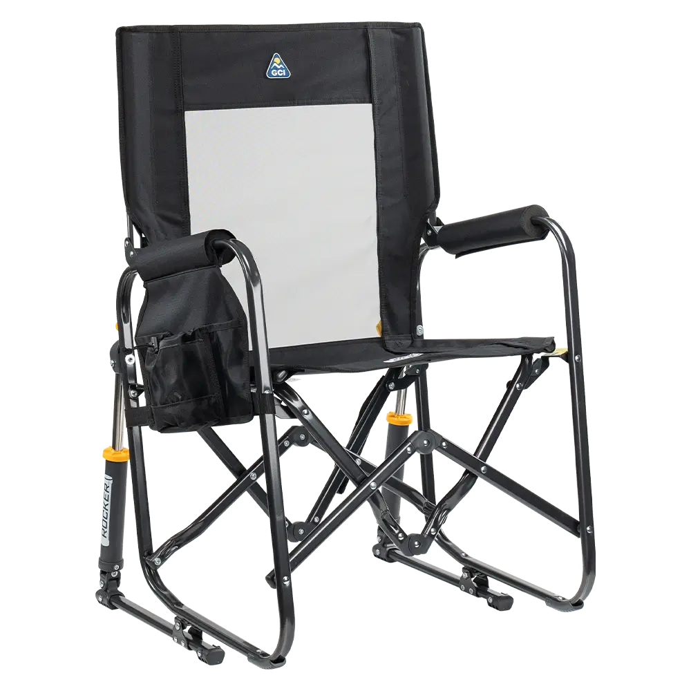 Premium All-Weather Stowaway Rocker - Folding Rocking Chair - Perfect for Tailgating - Black