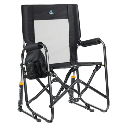 Premium All-Weather Stowaway Rocker - Folding Rocking Chair - Perfect for Tailgating - Black