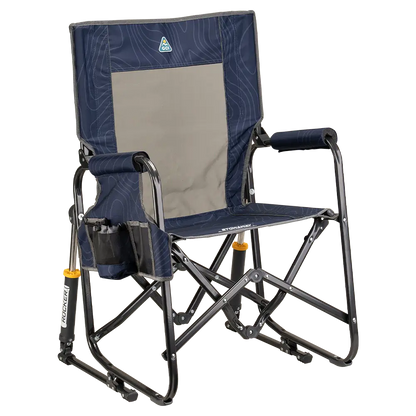 Premium All-Weather Stowaway Rocker - Folding Rocking Chair - Perfect for Tailgating - Navy Topo