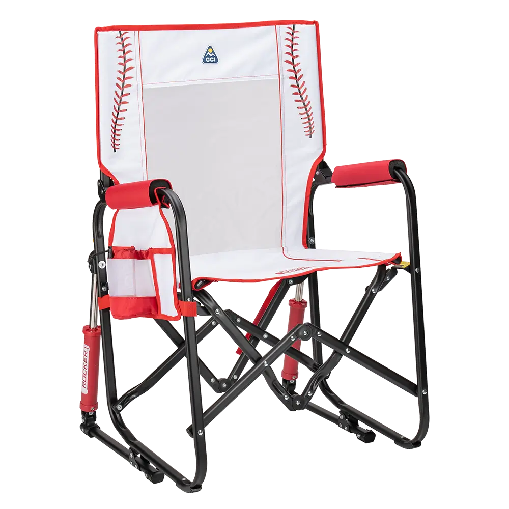 Premium All-Weather Stowaway Rocker - Folding Rocking Chair - Perfect for Tailgating - Baseball