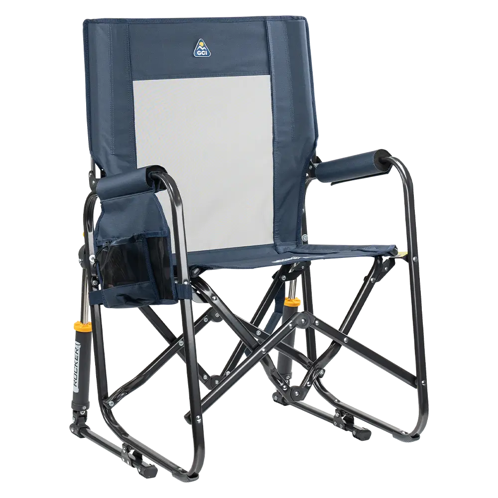 Premium All-Weather Stowaway Rocker - Folding Rocking Chair - Perfect for Tailgating - Denim