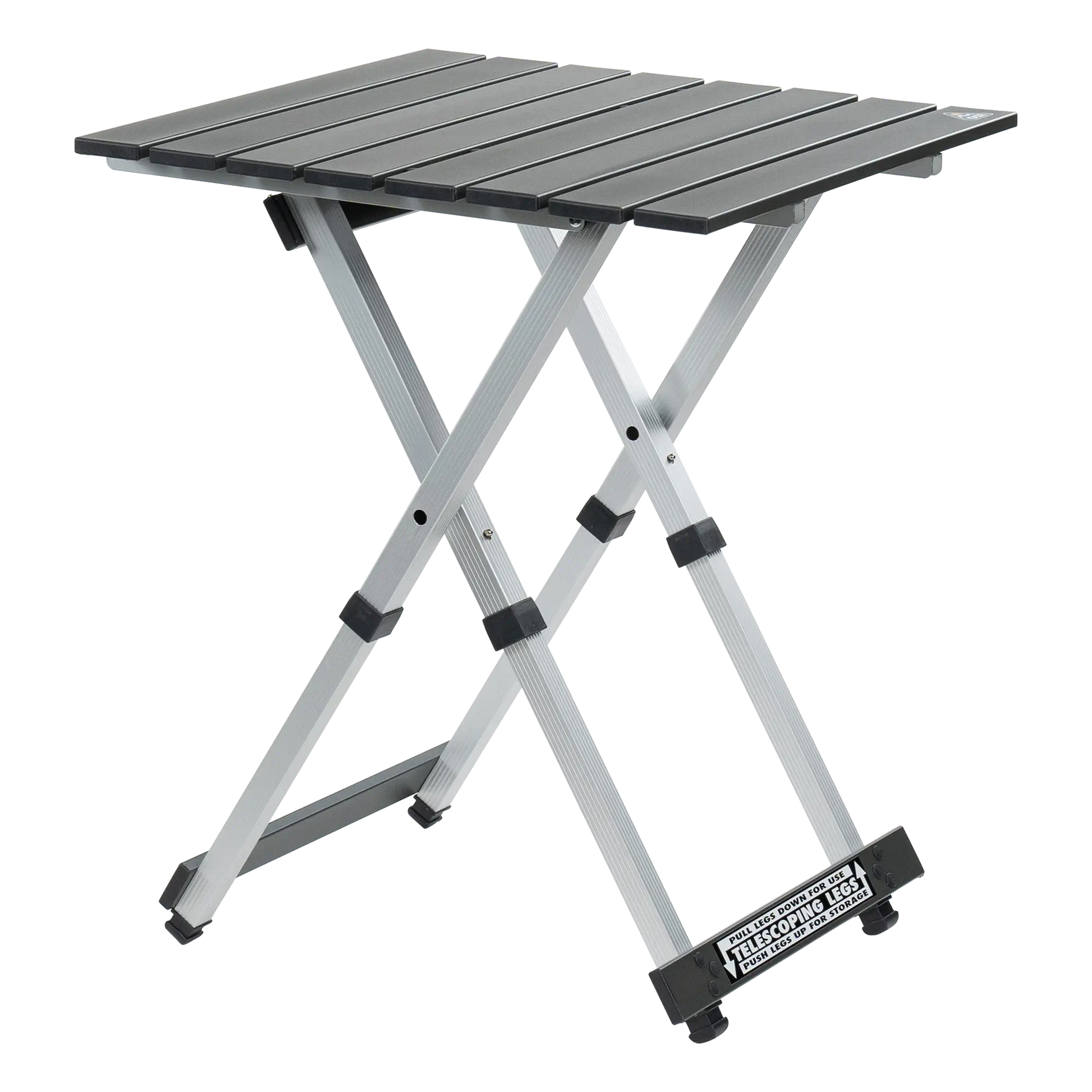 Slim-Fold Compact Camp Table 20 - Heavy Duty Aluminum Folding Picnic Table - Black Chrome