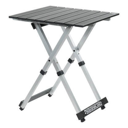 Slim-Fold Compact Camp Table 20 - Heavy Duty Aluminum Folding Picnic Table - Black Chrome