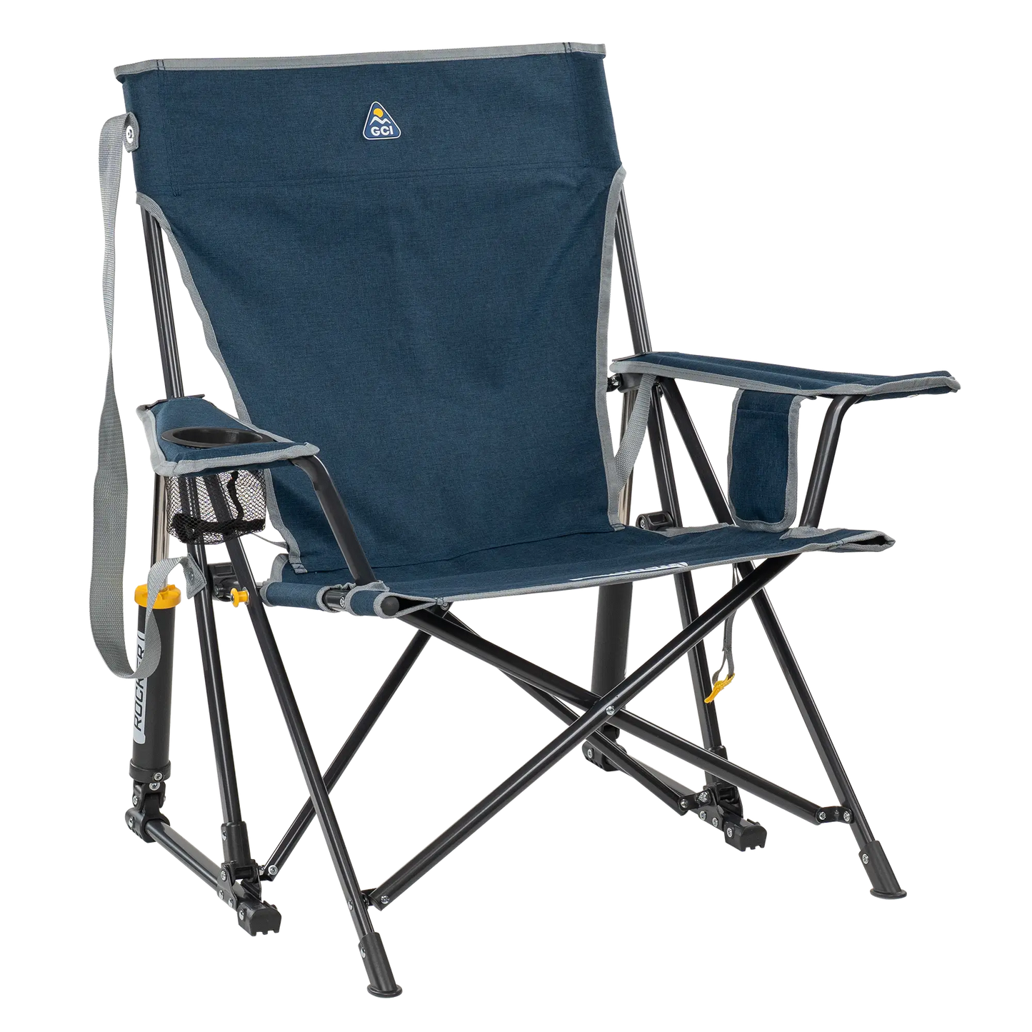Foldable Kickback Rocker - Camp Rocker Chair for Fishing & Beach Trips - Heathered Indigo