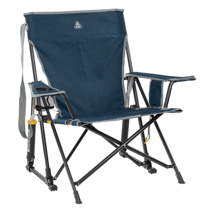Foldable Kickback Rocker - Camp Rocker Chair for Fishing & Beach Trips - Heathered Indigo