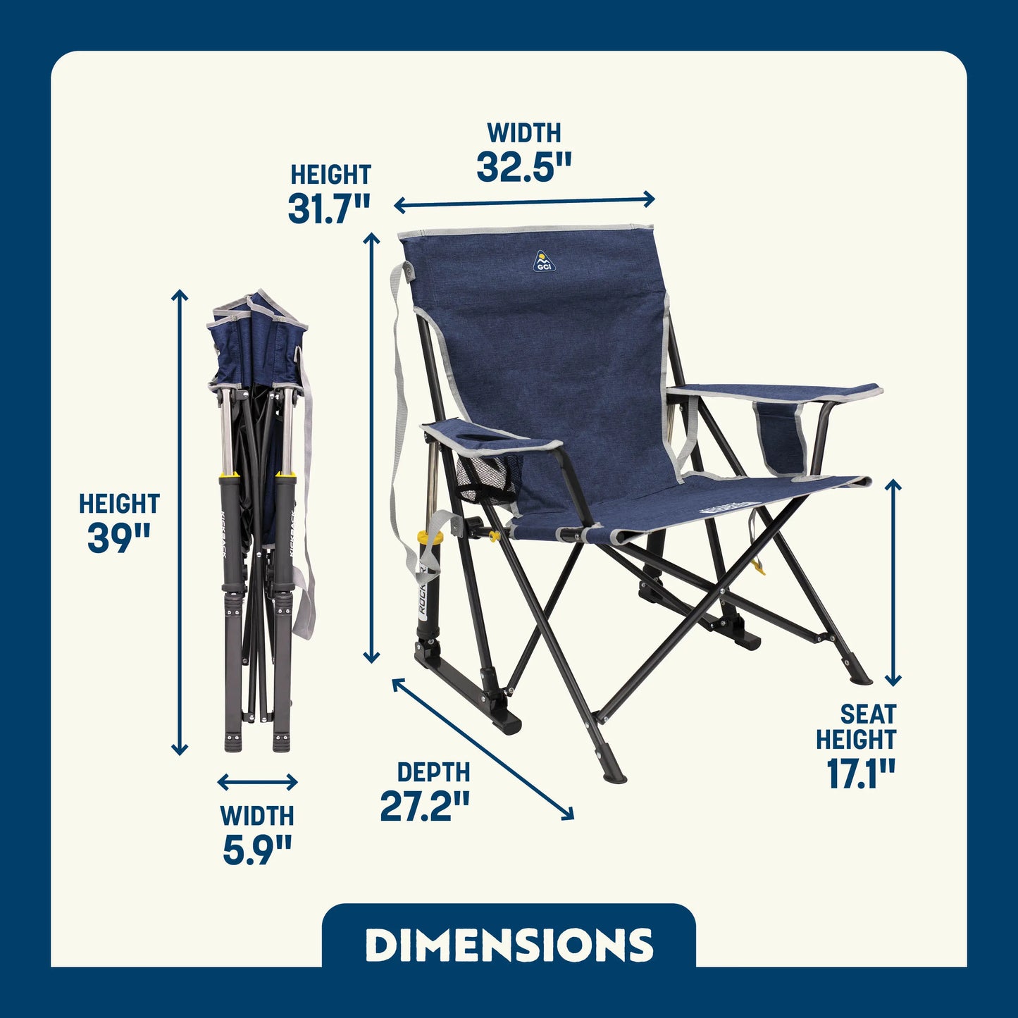 Foldable Kickback Rocker - Camp Rocker Chair for Fishing & Beach Trips Detail