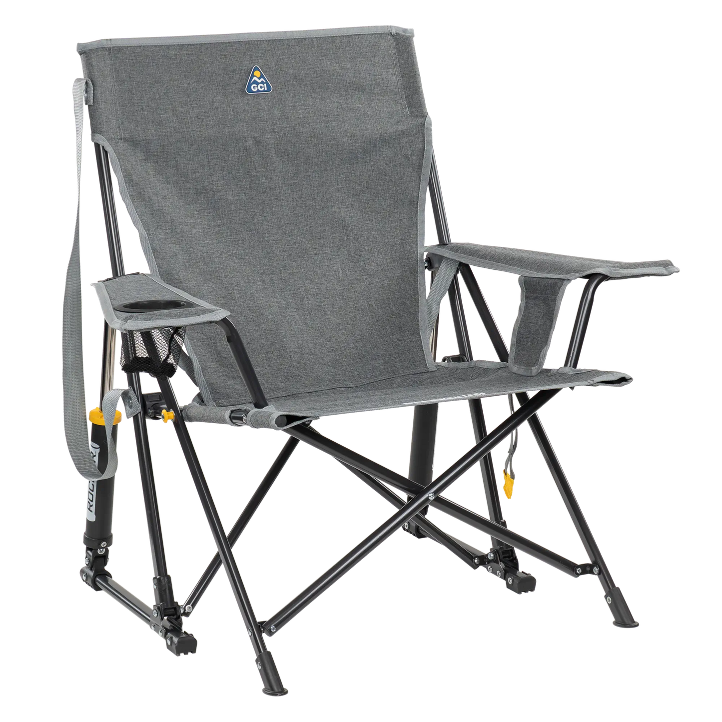 Foldable Kickback Rocker - Camp Rocker Chair for Fishing & Beach Trips - Heathered Pewter