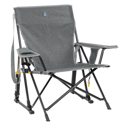 Foldable Kickback Rocker - Camp Rocker Chair for Fishing & Beach Trips - Heathered Pewter