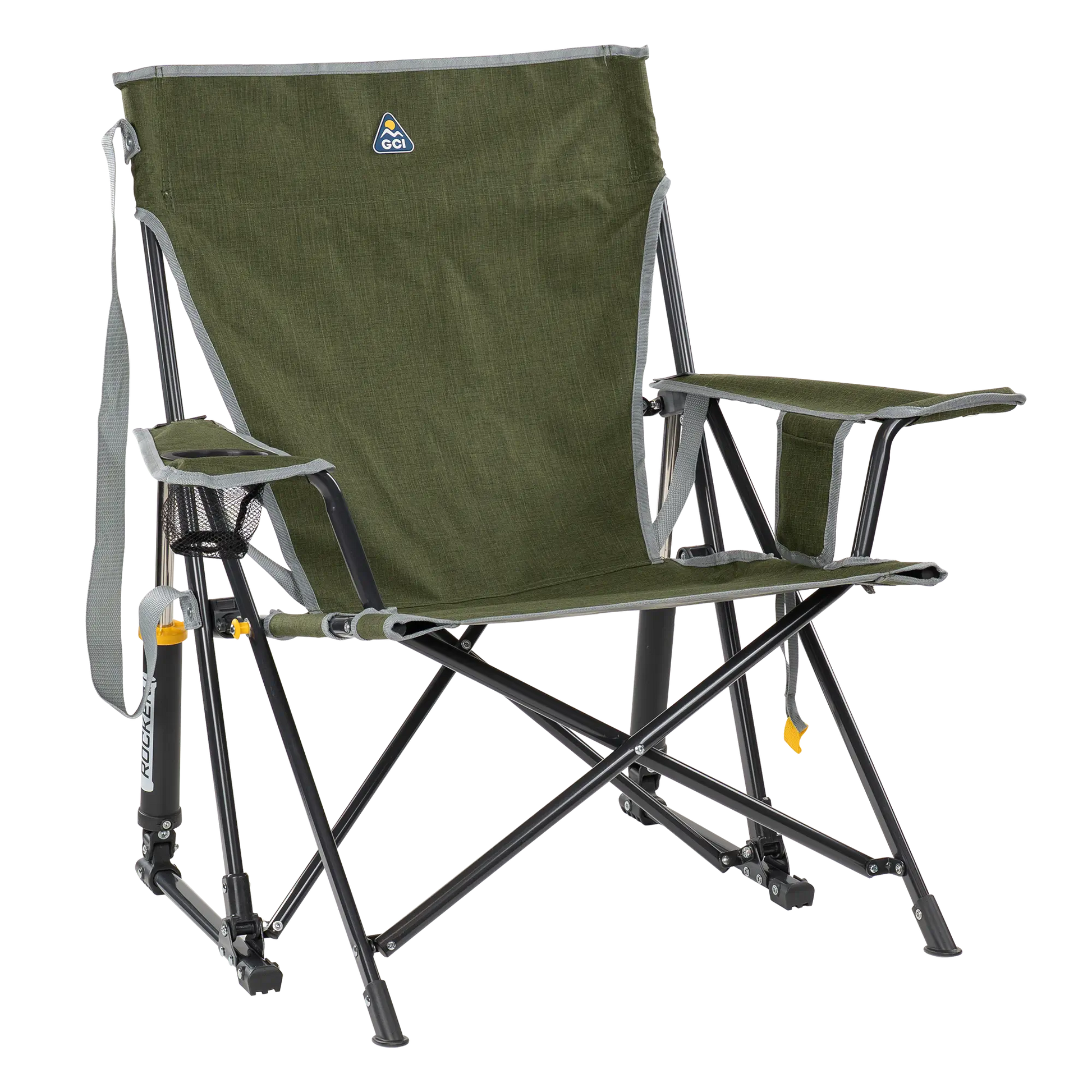 Foldable Kickback Rocker - Camp Rocker Chair for Fishing & Beach Trips - Heathered Loden