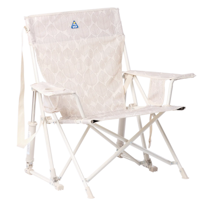 Foldable Kickback Rocker - Camp Rocker Chair for Fishing & Beach Trips - Soft Neutral Leaf