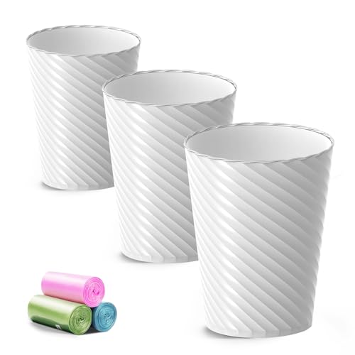 refined Bathroom Trash Can, 3 Pack 1.8 Gallons Small Essentials