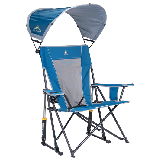 Premium All-Weather SunShade Rocker - Camp Rocker Chair for Fishing & Beach Trips - Neptune Blue