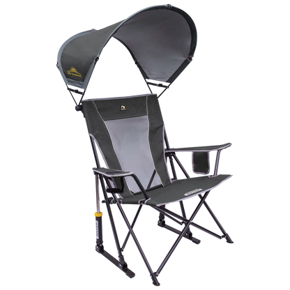 Premium All-Weather SunShade Rocker - Camp Rocker Chair for Fishing & Beach Trips - Pewter