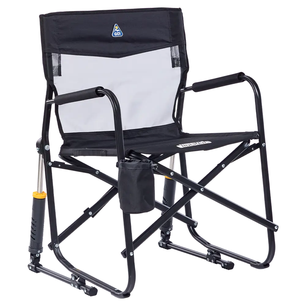 Premium All-Weather Freestyle Rocker Elite - Camp Rocker Chair for Fishing & Beach Trips - Black