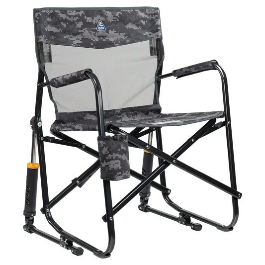 Premium All-Weather Freestyle Rocker Elite - Camp Rocker Chair for Fishing & Beach Trips - Cool Gray Camo