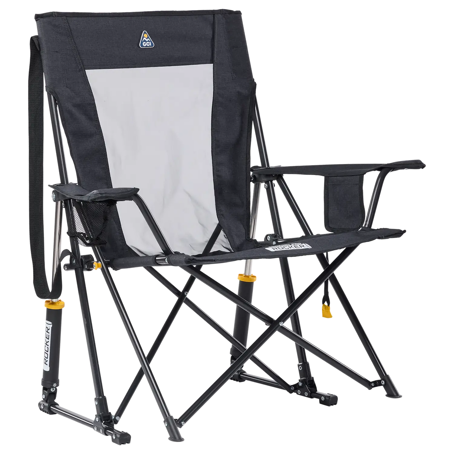 Ergonomic Portable Comfort Pro Rocker XL - Folding Rocking Chair - Perfect for Tailgating - Heathered Charcoal
