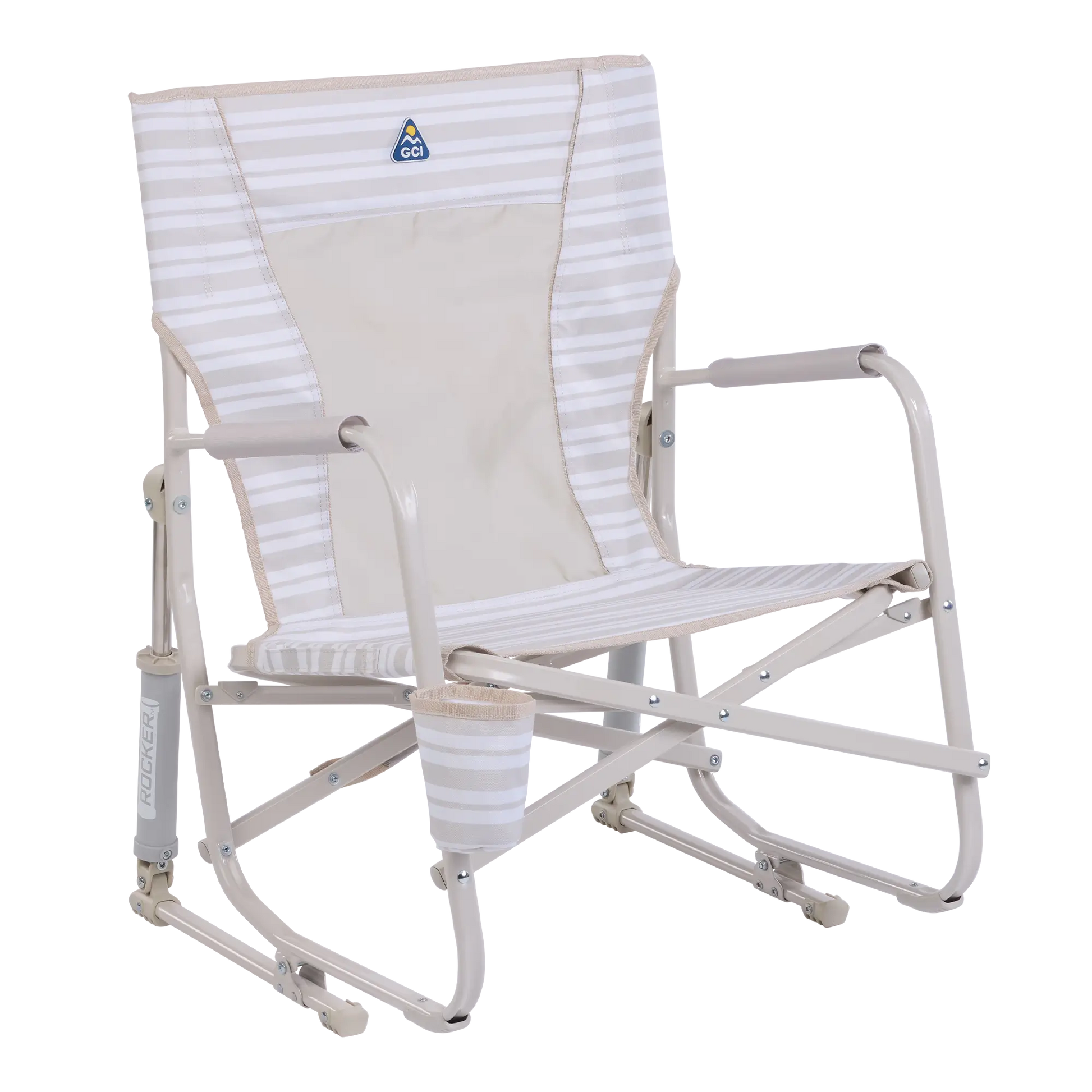 Ergonomic Portable Beach Rocker - Outdoor Rocking Chairs with Dynamic Comfort Edge - Neutral Stripe