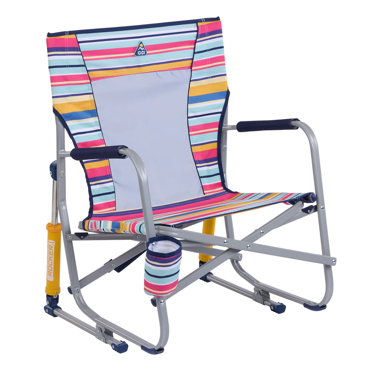 Ergonomic Portable Beach Rocker - Outdoor Rocking Chairs with Dynamic Comfort Edge - Multi Stripe