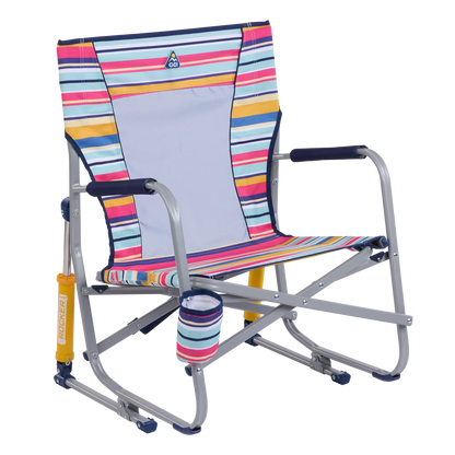 Ergonomic Portable Beach Rocker - Outdoor Rocking Chairs with Dynamic Comfort Edge - Multi Stripe