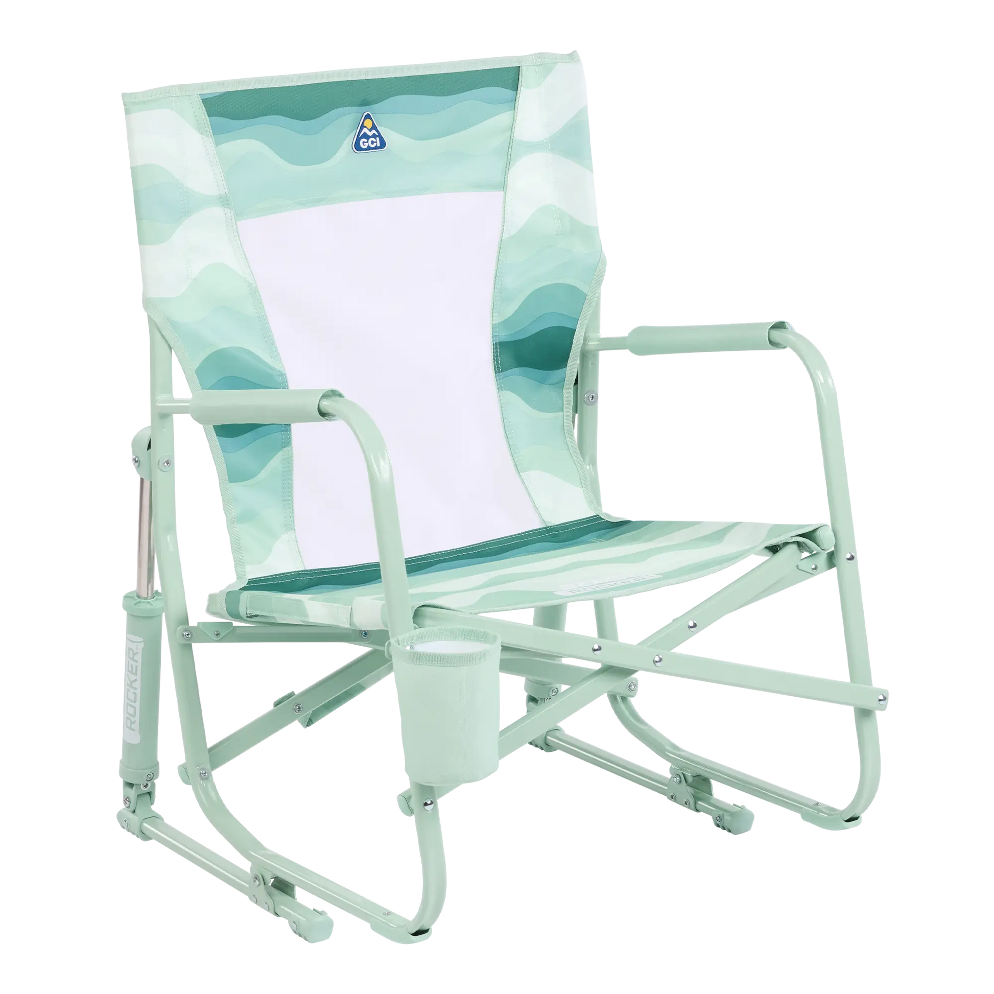 Ergonomic Portable Beach Rocker - Outdoor Rocking Chairs with Dynamic Comfort Edge - Green Beach Wave
