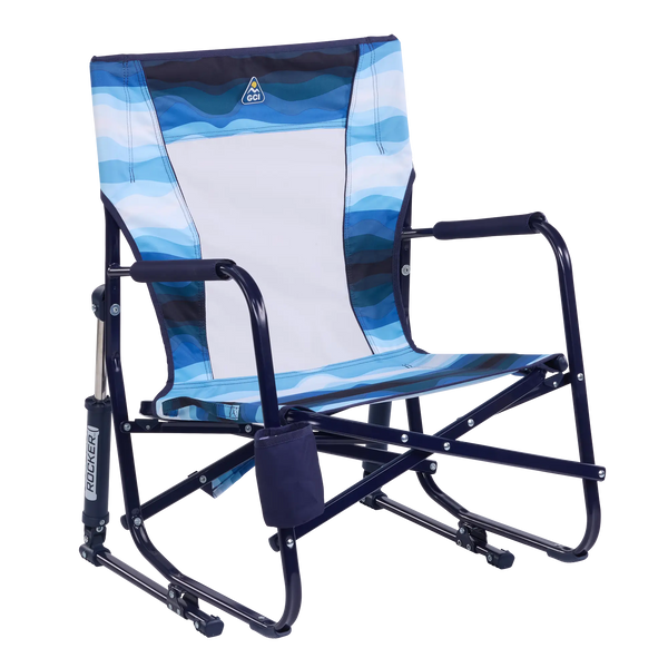 Ergonomic Portable Beach Rocker - Outdoor Rocking Chairs with Dynamic Comfort Edge - Blue Beach Wave