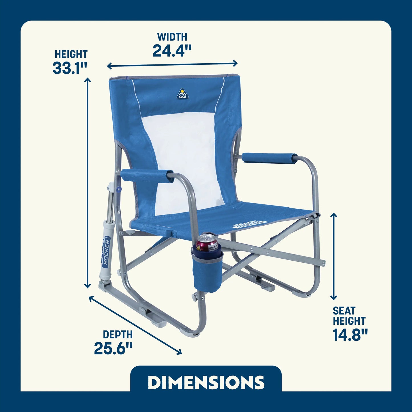 Ultra-Comfortable Beach Rocker Bundle - Folding Rocking Chair - Perfect for Tailgating Detail