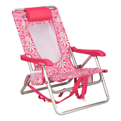 Ultra-Comfortable Backpack Beach Chair - Rocker Chair for Camping & Lawns - Floral Sport Pink