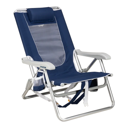 Ultra-Comfortable Backpack Beach Chair - Rocker Chair for Camping & Lawns - Nautical Blue