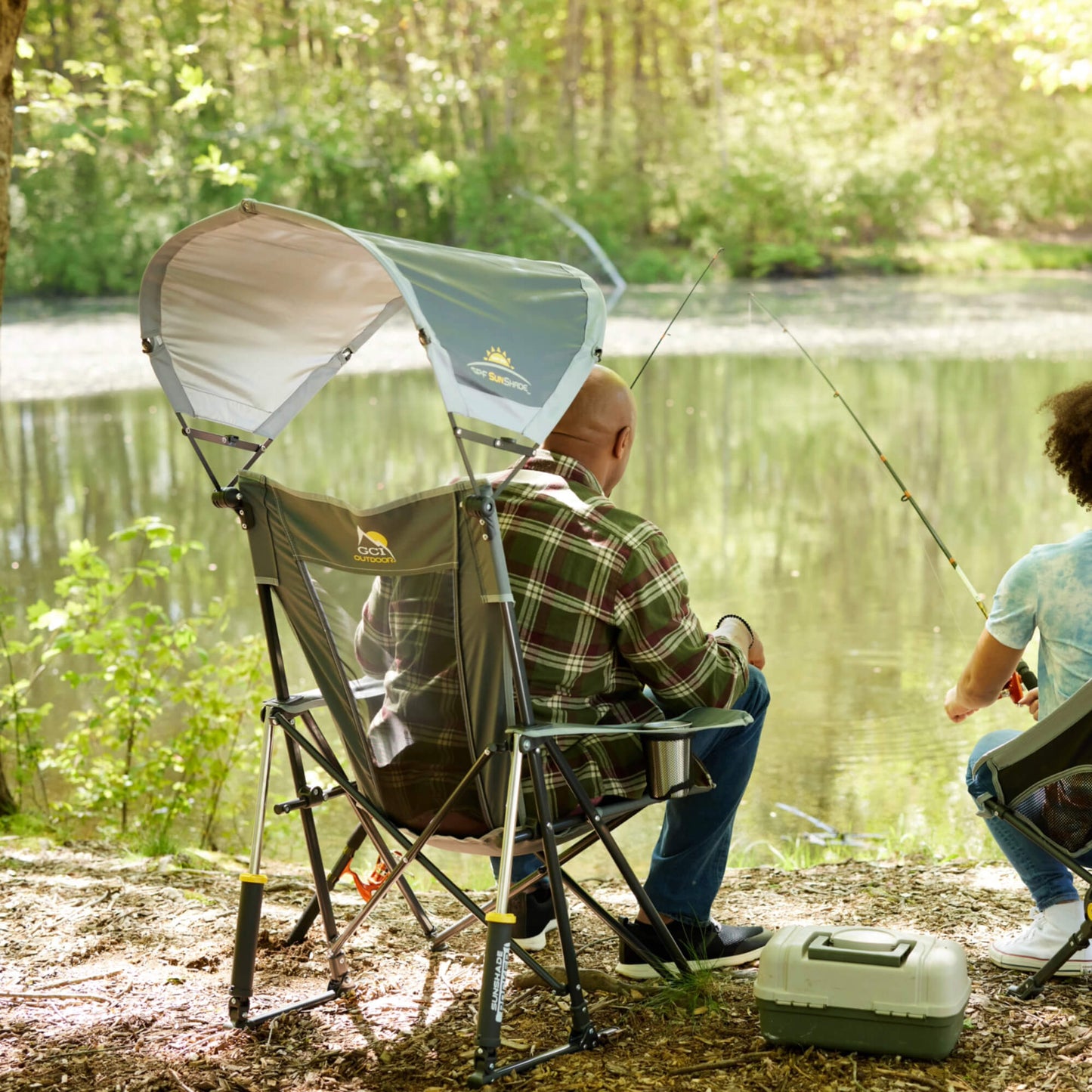 Premium All-Weather SunShade Rocker - Camp Rocker Chair for Fishing & Beach Trips Detail