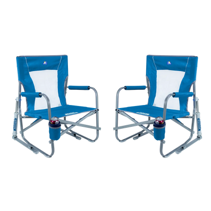 Ultra-Comfortable Beach Rocker Bundle - Folding Rocking Chair - Perfect for Tailgating - Saybrook Blue