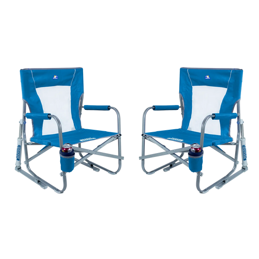 Ultra-Comfortable Beach Rocker Bundle - Folding Rocking Chair - Perfect for Tailgating - Saybrook Blue