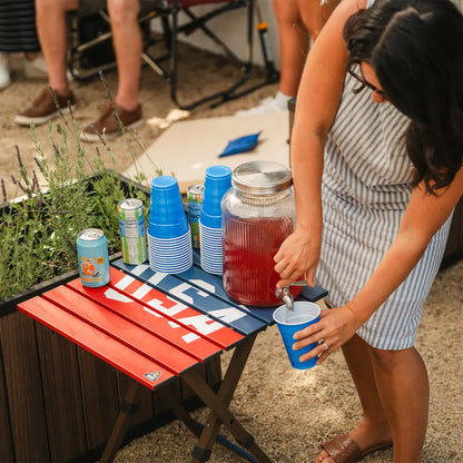 Portable Outdoor Compact Camp Table 20 - USA Anniversary Deluxe - Outdoor Cook Station for Tailgating & BBQ Detail