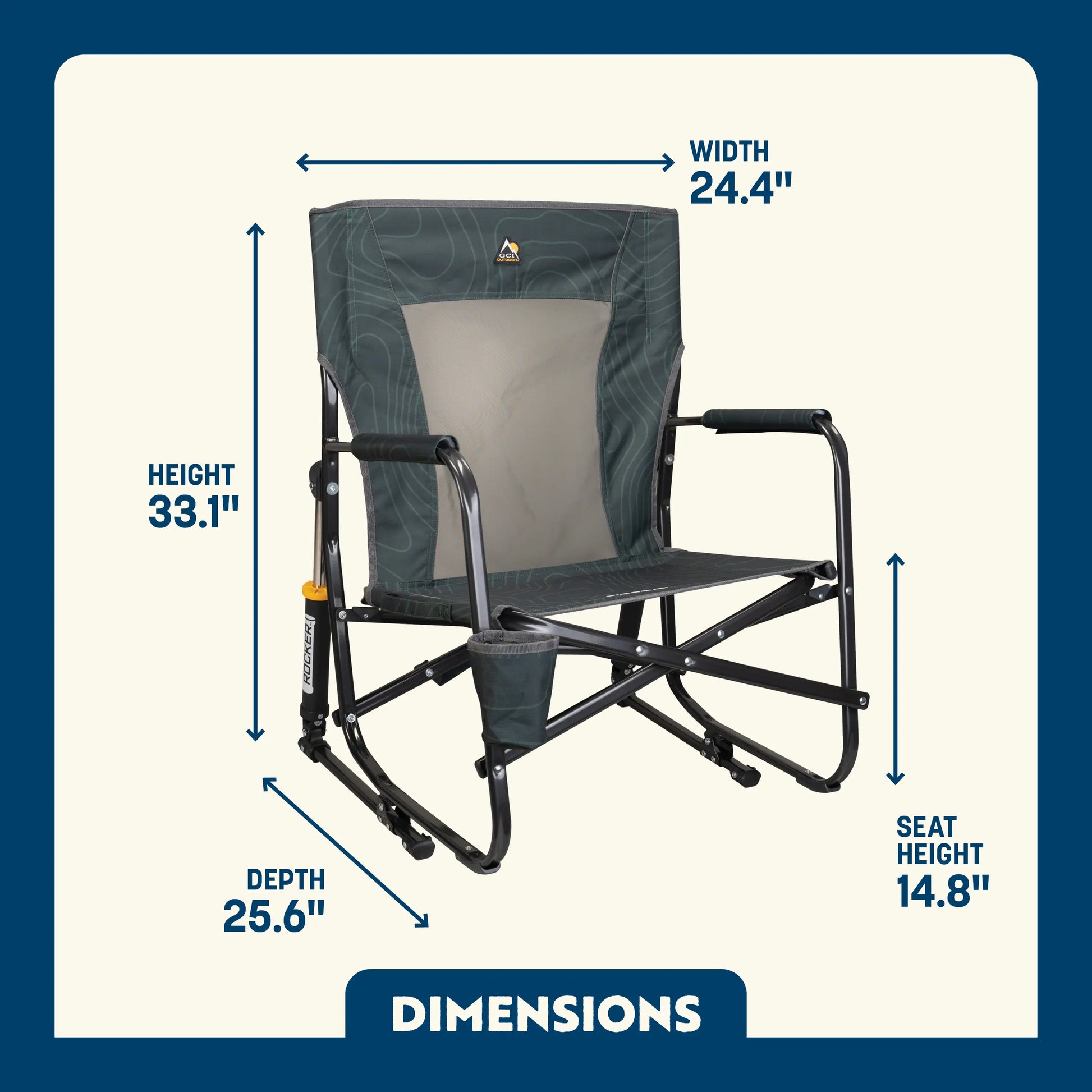 Premium All-Weather FirePit Rocker - Rocker Chair for Camping & Lawns Detail