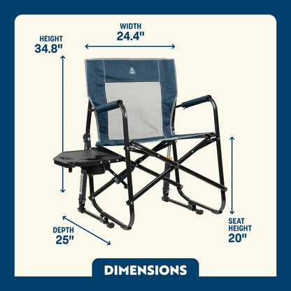 Foldable Freestyle Rocker with Side Table - Camp Rocker Chair for Fishing & Beach Trips Detail