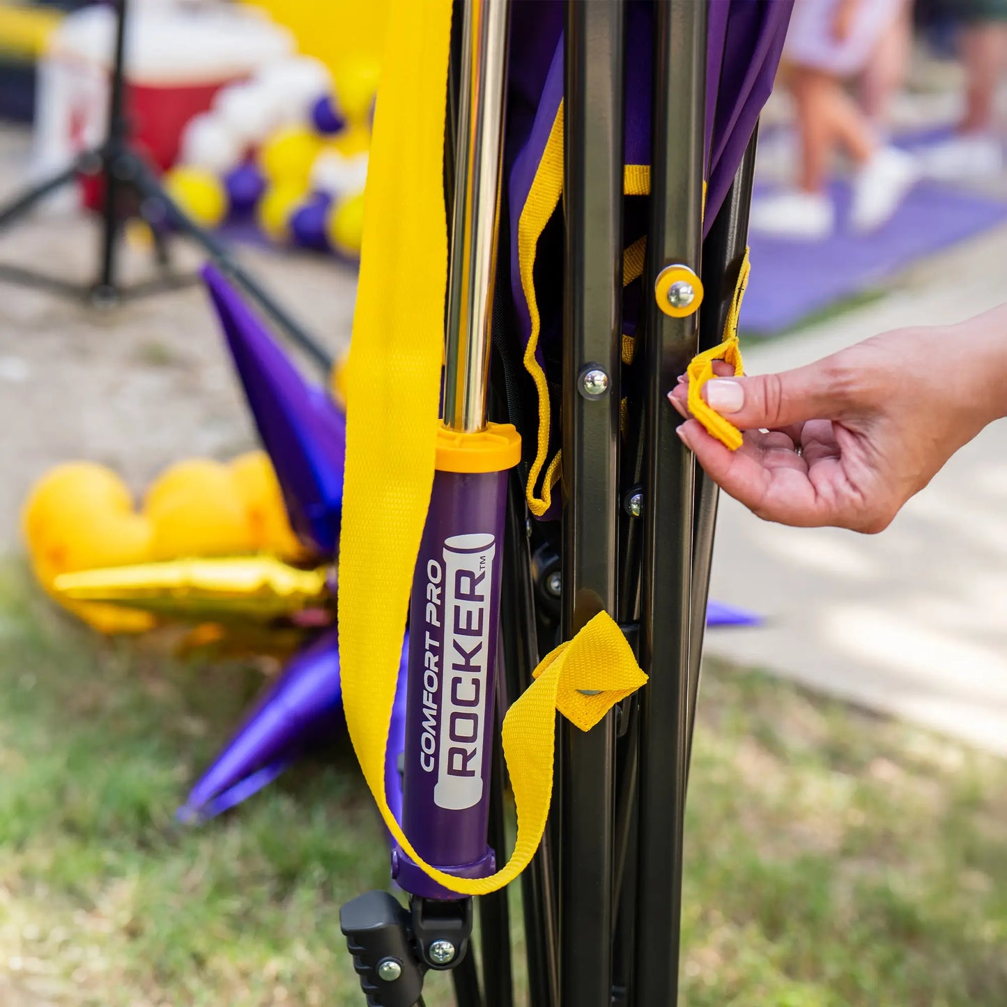 Premium All-Weather Comfort Pro Rocker - LSU Tigers - Folding Rocking Chair - Perfect for Tailgating Detail