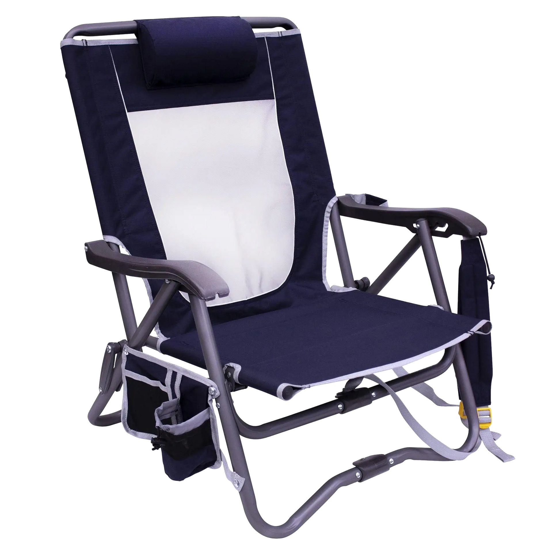 Premium All-Weather Bi-Fold Slim Event Chair - Folding Rocking Chair - Perfect for Tailgating - Indigo